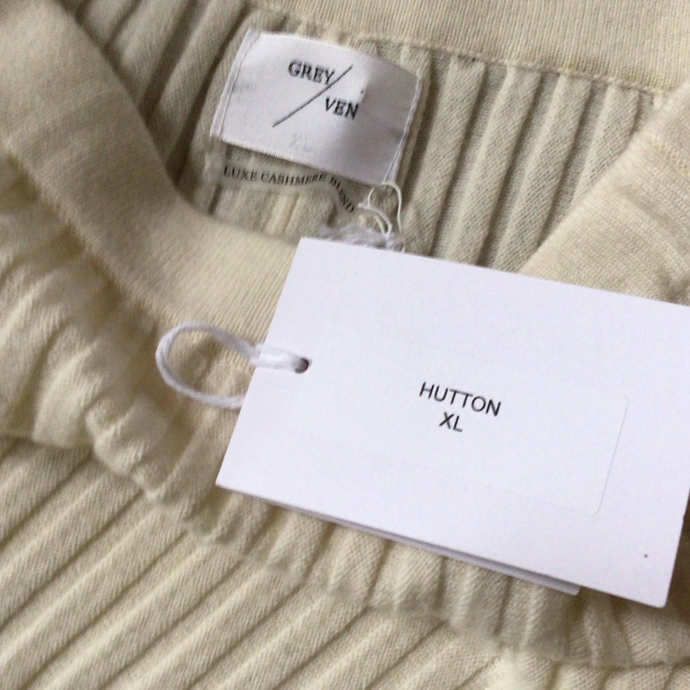 Grey/Ven The Hutton cashmere Blend Ribbed Midi Skirt, Natural, XL, New With Tags - Picture 8 of 10